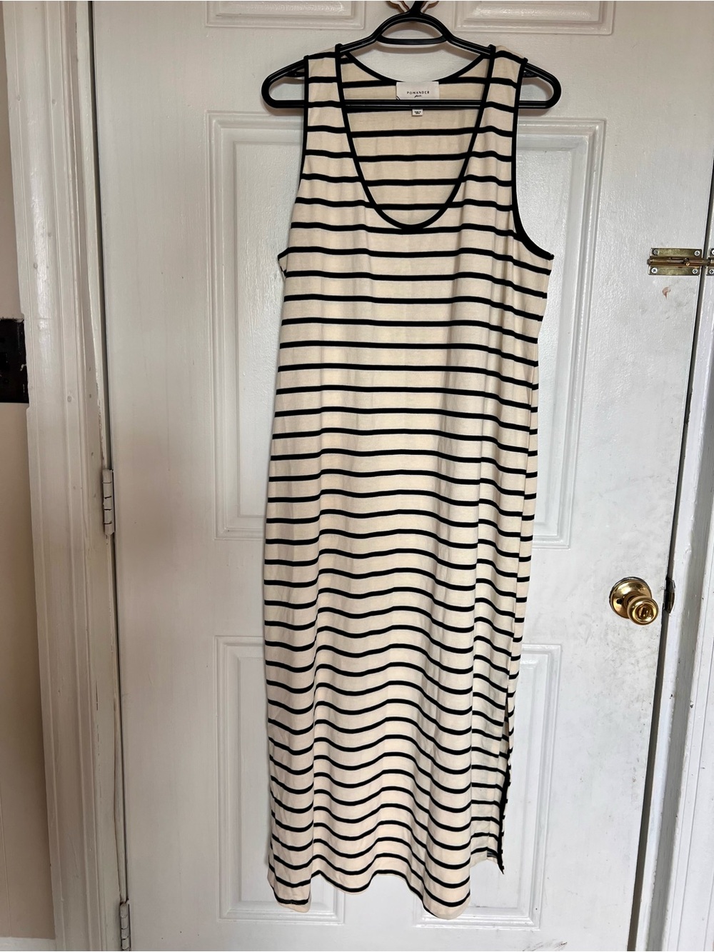 Pomander Place | Black & Cream Striped Tank Maxi Dress